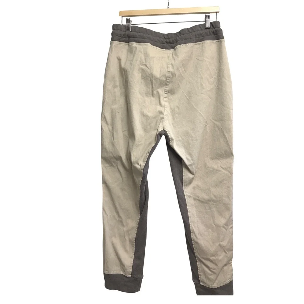 Varley Valley Pant Mocha Cream Colorblock Linen‎ Blend Joggers Large